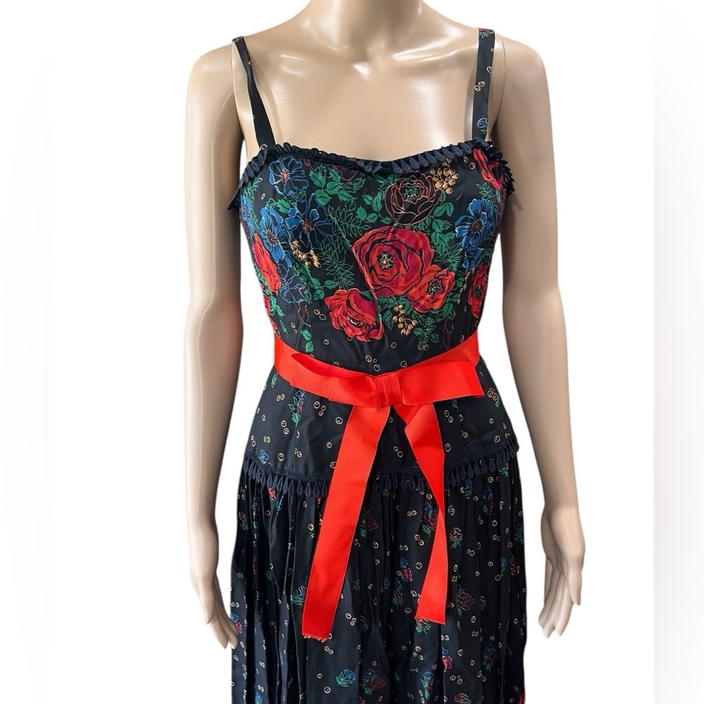 Victor Costa garden floral sun true 80’s reworked vintage prairie style dress-8 - Picture 7 of 13